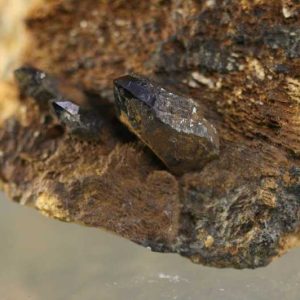 Smoky quartz, albite