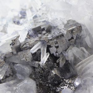 Fibrous galena, rock crystal
