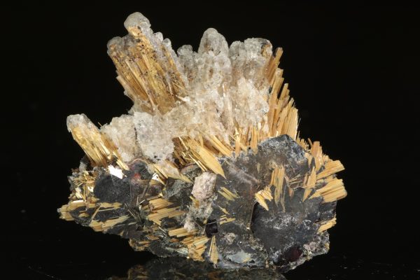 Rutile, hematite, hyalite